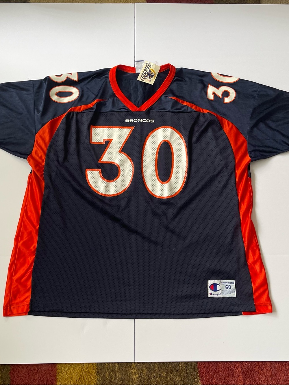 Vtg Champion Terrell Davis #30 Denver Broncos Jersey Navy Mesh 4XL NOS Wahed